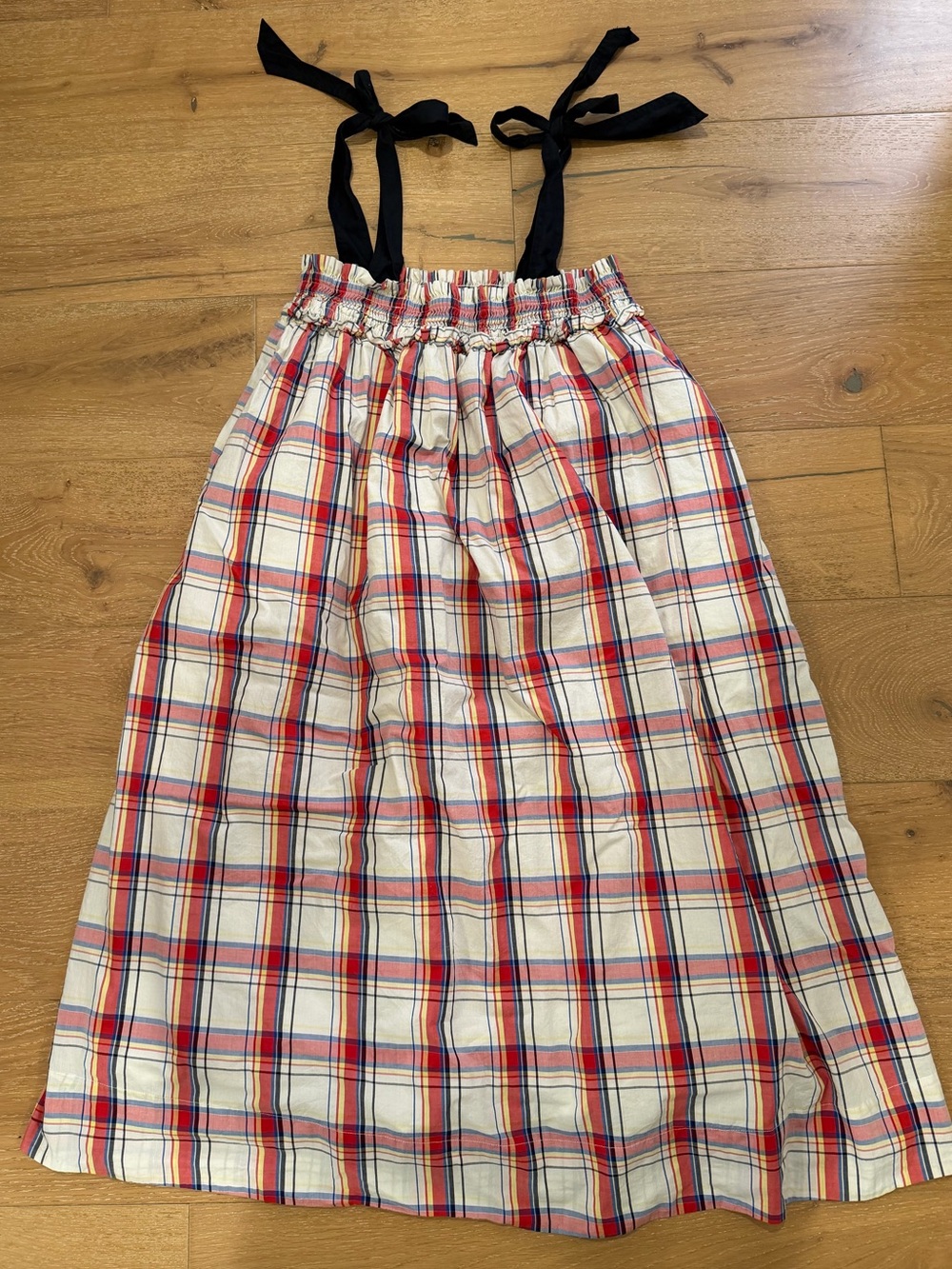 Buru Plaid Smocked Midi Dress - size M/L